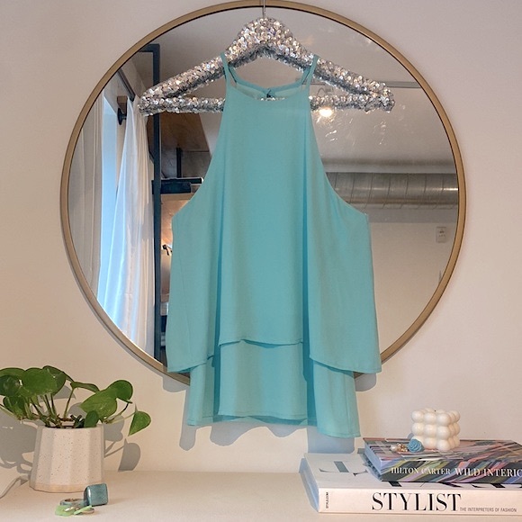 Everly Racerback Silky Blouse Tank Top - Picture 1 of 10